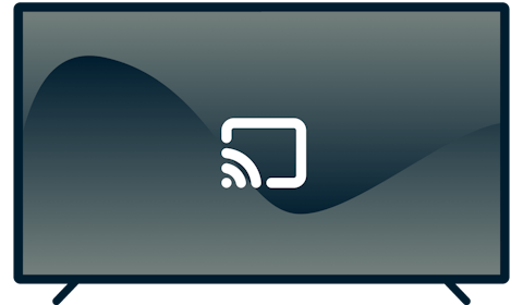 Chromecast-Logo auf einem Fernseher.