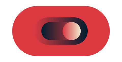빨간색으로 된 토글 버튼.