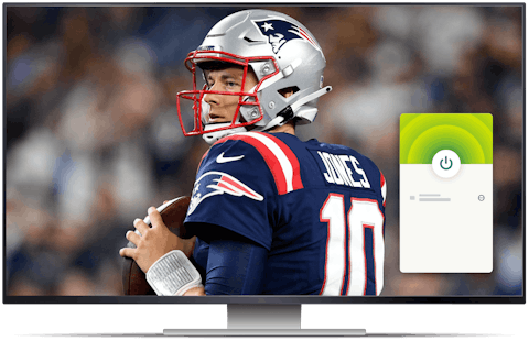 Jogo da NFL em um desktop com ExpressVPN conectada.