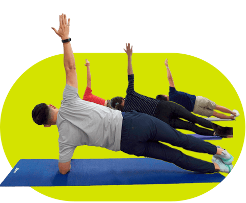 ExpressVPN employees doing in-office yoga