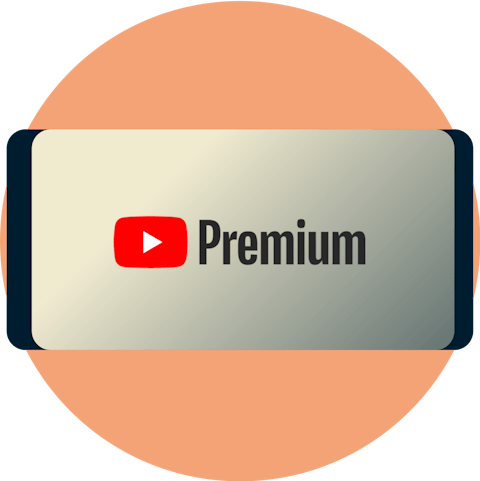휴대폰 화면의 YouTube Premium.