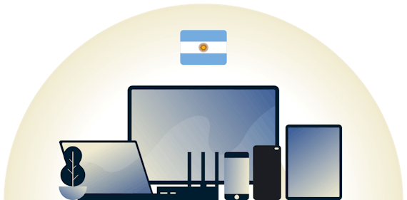 VPN Argentina protegendo uma variedade de dispositivos.