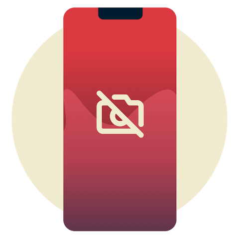 camera icon with line through it. 