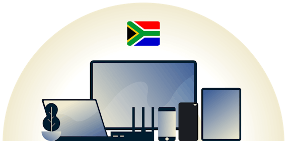 VPN da África do Sul protegendo uma variedade de dispositivos.