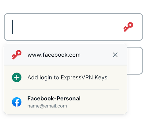 Rellene contraseñas rápidamente con tan solo un clic o un toque, con ExpressVPN Keys.