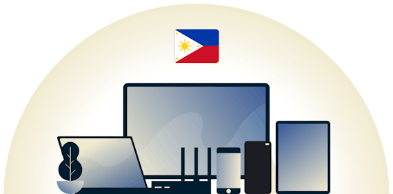 VPN suojaa eri laitteita Filippiineillä.