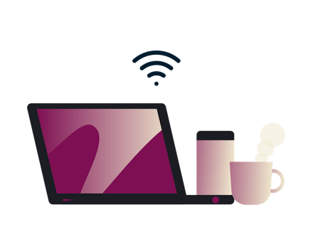 ปลอดภัยบน Wi-Fi สาธารณะ: ผู้ชายกำลังใช้แท็บเล็ตในร้านกาแฟ