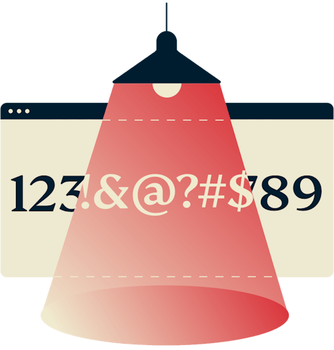연결 암호화: 불빛 아래 숫자들이 임의의 문자로 대체되는 모습, 암호화를 상징