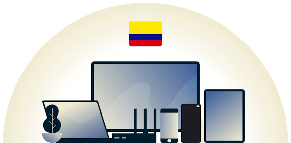 VPN Colômbia protegendo uma variedade de dispositivos.