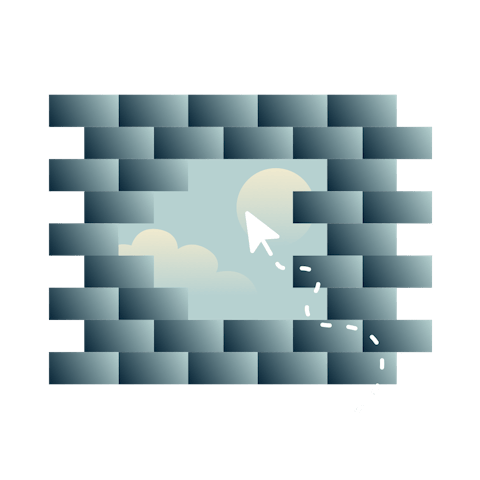Brickwall with an opening and a cursor going through it (smaller size)