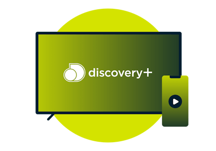 Discovery Plus em uma TV e um smartphone.