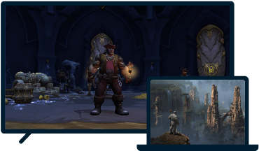 World of Warcraft'ın yer aldığı dizüstü ve masaüstü bilgisayar.