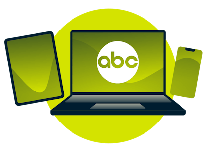 Oglądaj ABC na smartfonie, komputerze i tablecie.