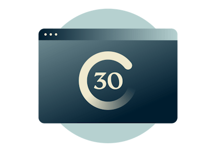30 Tage Geld-zurück-Garantie in einem Browserfenster.