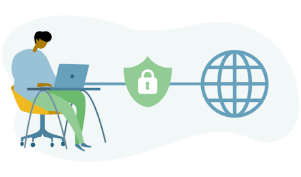 Kaart met een laptop beschermd door een VPN.