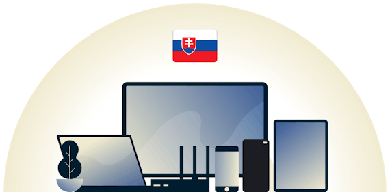 VPN da Eslováquia protegendo uma variedade de dispositivos.
