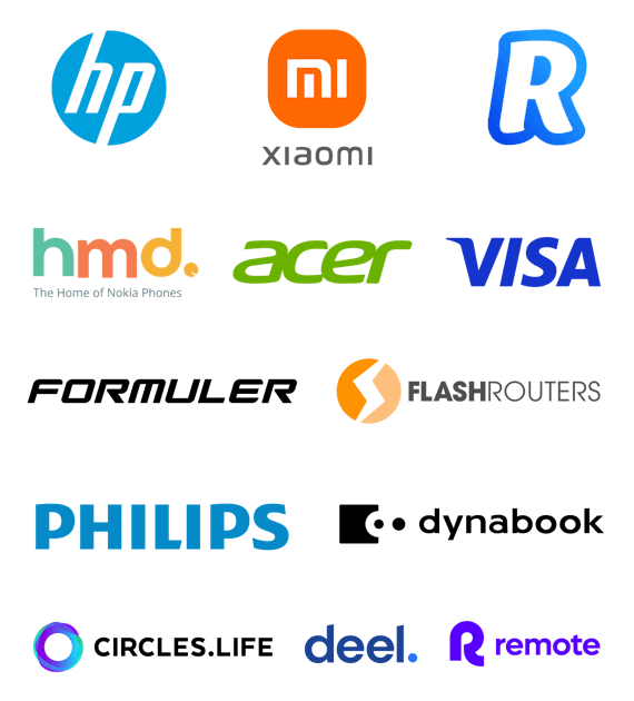Plusieurs logos de marques partenaires d'ExpressVPN