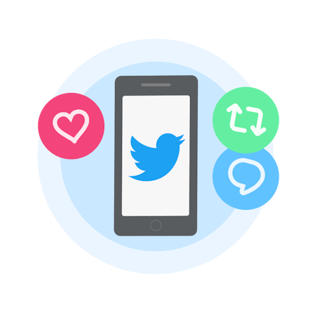 Maapallo ja Twitter-logoja.
