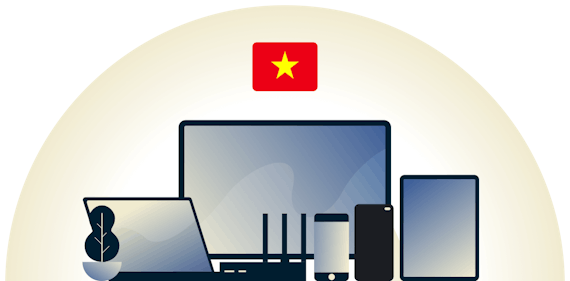 VPN for Vietnam som beskytter en rekke enheter.