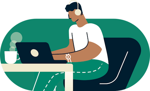 Illustration of man working on his laptop