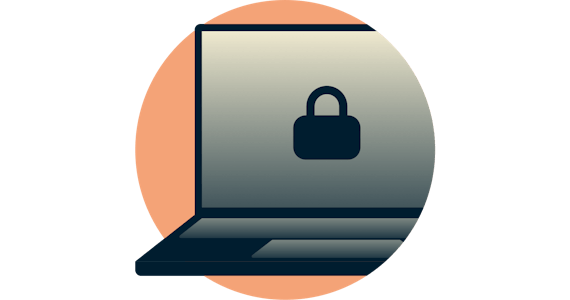 Closed padlock on computer screen. Network Lock keeps your data secure.