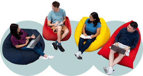 ExpressVPN employees working on bean bags hero