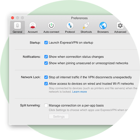 Preferences menu showing Network Lock settings for Mac