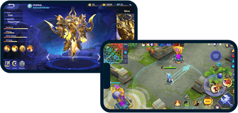 An Android smartphone and iPhone with Mobile Legends.