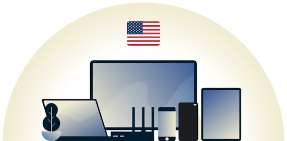 VPN dos EUA protegendo uma variedade de dispositivos