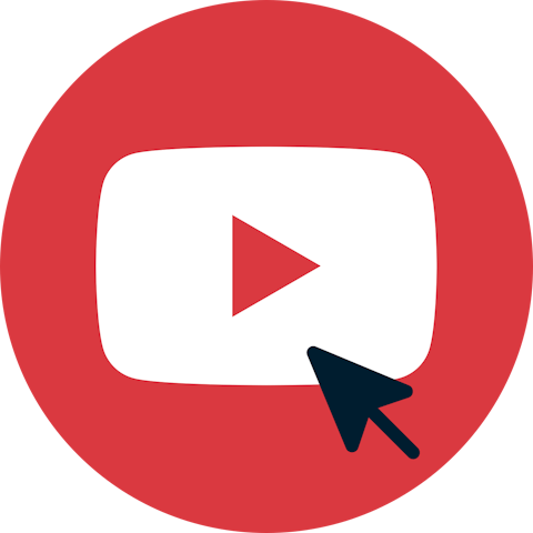 เคอร์เซอร์บนปุ่มติดตาม YouTube