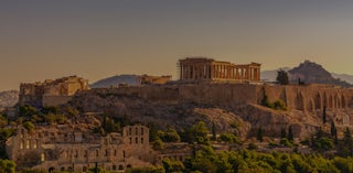 Parthenon at sunset in Greece