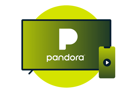 TV-skärm med Pandora-logotyp.