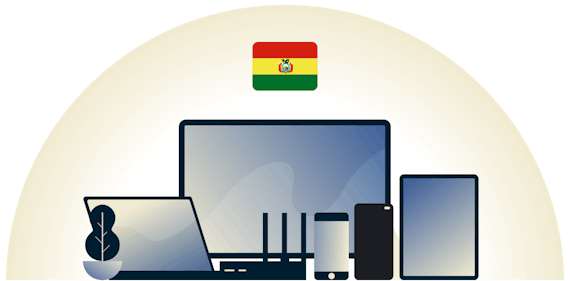 VPN da Bolívia protegendo uma variedade de dispositivos.