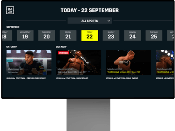 Dazn บนจอคอมพิวเตอร์
