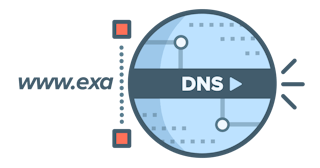 Circular DNS logo showing a DNS request being blocked
