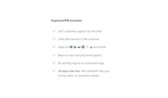 Aperçu : Captures d'écran des avantages d'ExpressVPN