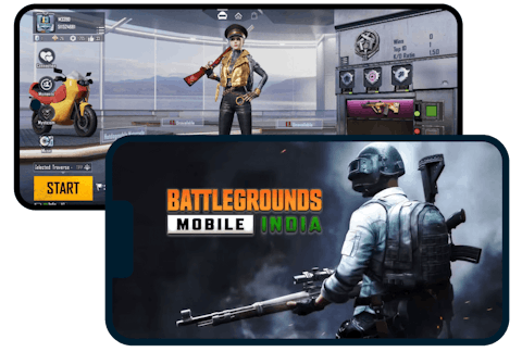 An Android and iPhone with Battlegrounds Mobile India.