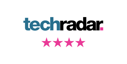 TechRadar logo with 4 stars for Aircove testimonials carousel