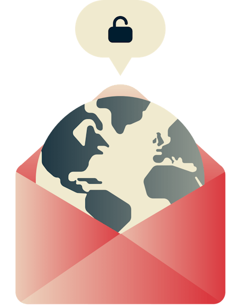 Fjern blokering af Gmail overalt: En globus med en åben hængelås.
