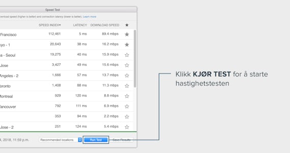 Få den raskeste internett-tilkoblingen med ExpressVPN.