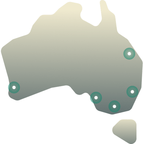 Mapa de ubicaciones de servidores en Australia.