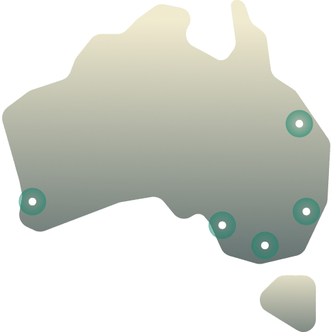 Mapa de localizações de servidores VPN na Austrália.