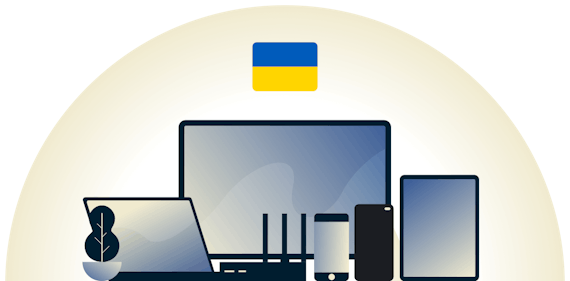VPN suojaa eri laitteita Ukrainassa.