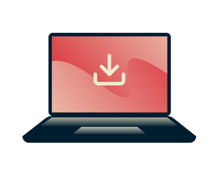 Scarica in modo anonimo: laptop con icona di download.