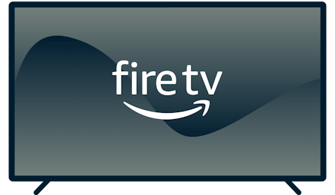 Logo Amazon Fire TV su una TV.