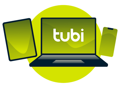 Laptop, tablet, and phone with Tubi logo.