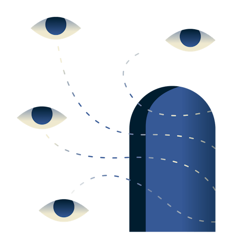 Eyes looking through a doorway.