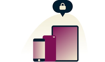 Mobile devices with padlock icon.