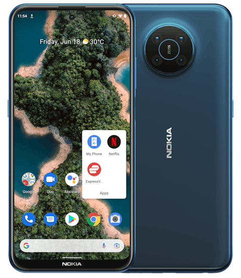 ExpressVPN-app, der vises på Nokia XR20-smartphone-startskærmen.