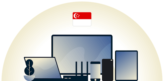 VPN de Singapura protegendo uma variedade de dispositivos.